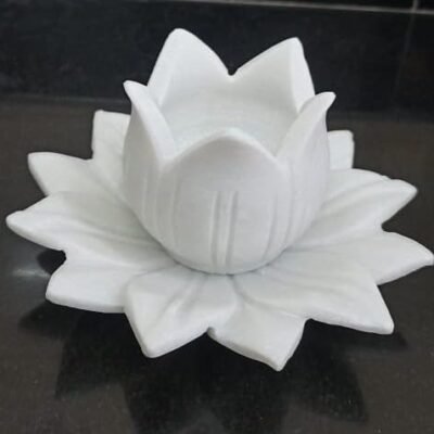 Rajasthan Art Marble Bowl/Urli/Candle Holder Combo Pack of 2 for Home Decoration (6Inch with 3 Inch)|Marble Flower| Floating Candle Holder, Fruit Bowl, White