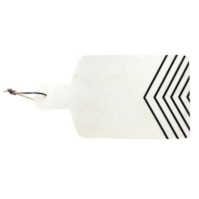 Bloomingville Marble Cheese Board with Chevron Design, White and Black
